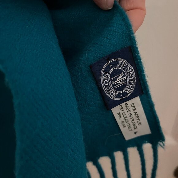 Jennifer Moore, dark teal, lightweight winter scarf, acrylic, EUC - Picture 2 of 2